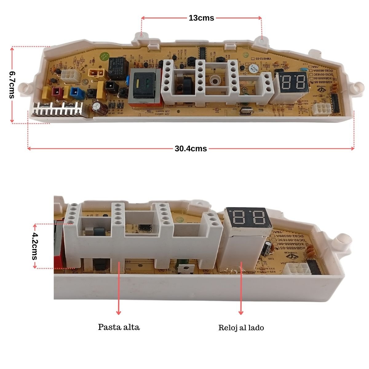 Tarjeta control panel reloj al lado lavadora Samsung