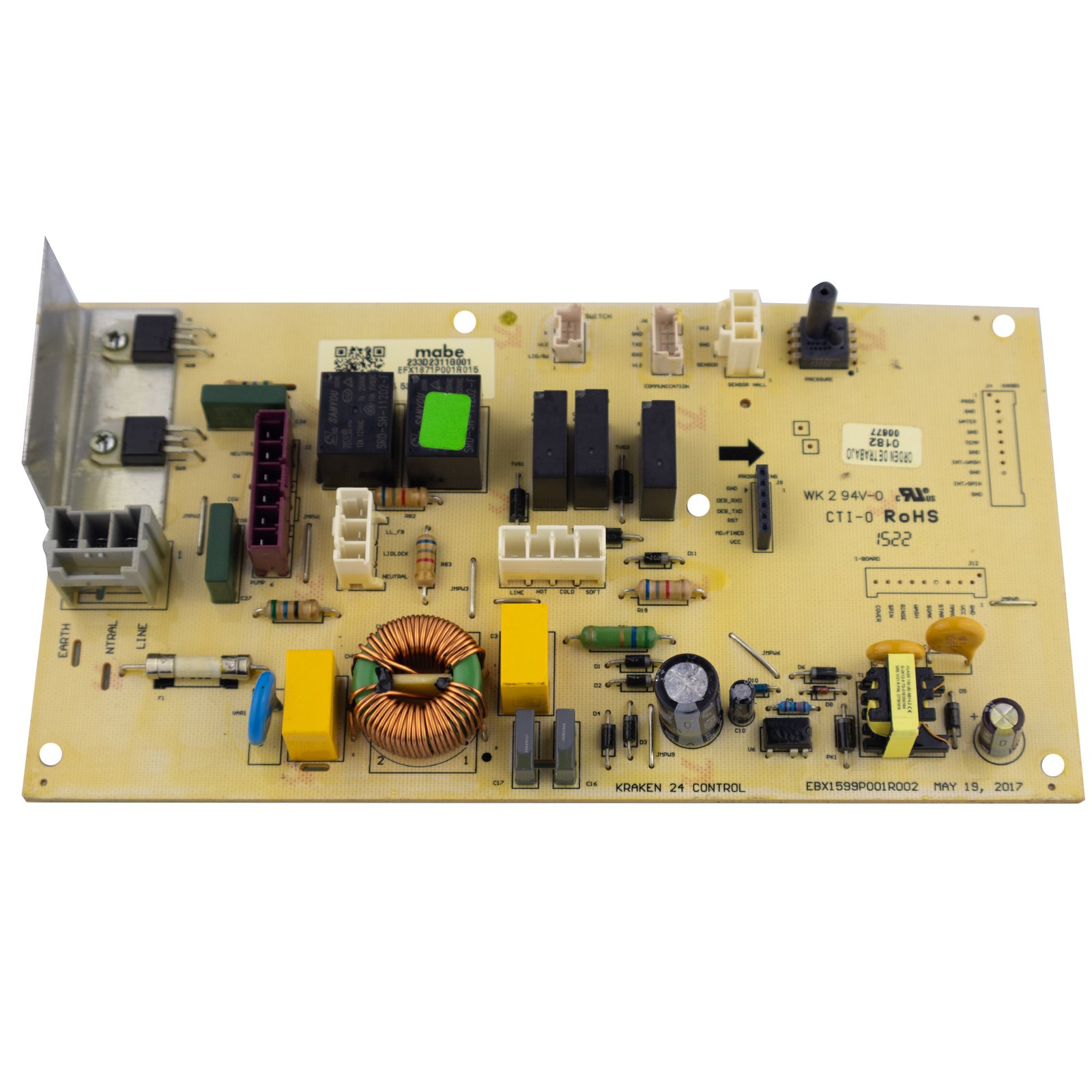 Tarjeta de potencia lavadora Mabe Kraken de botones original