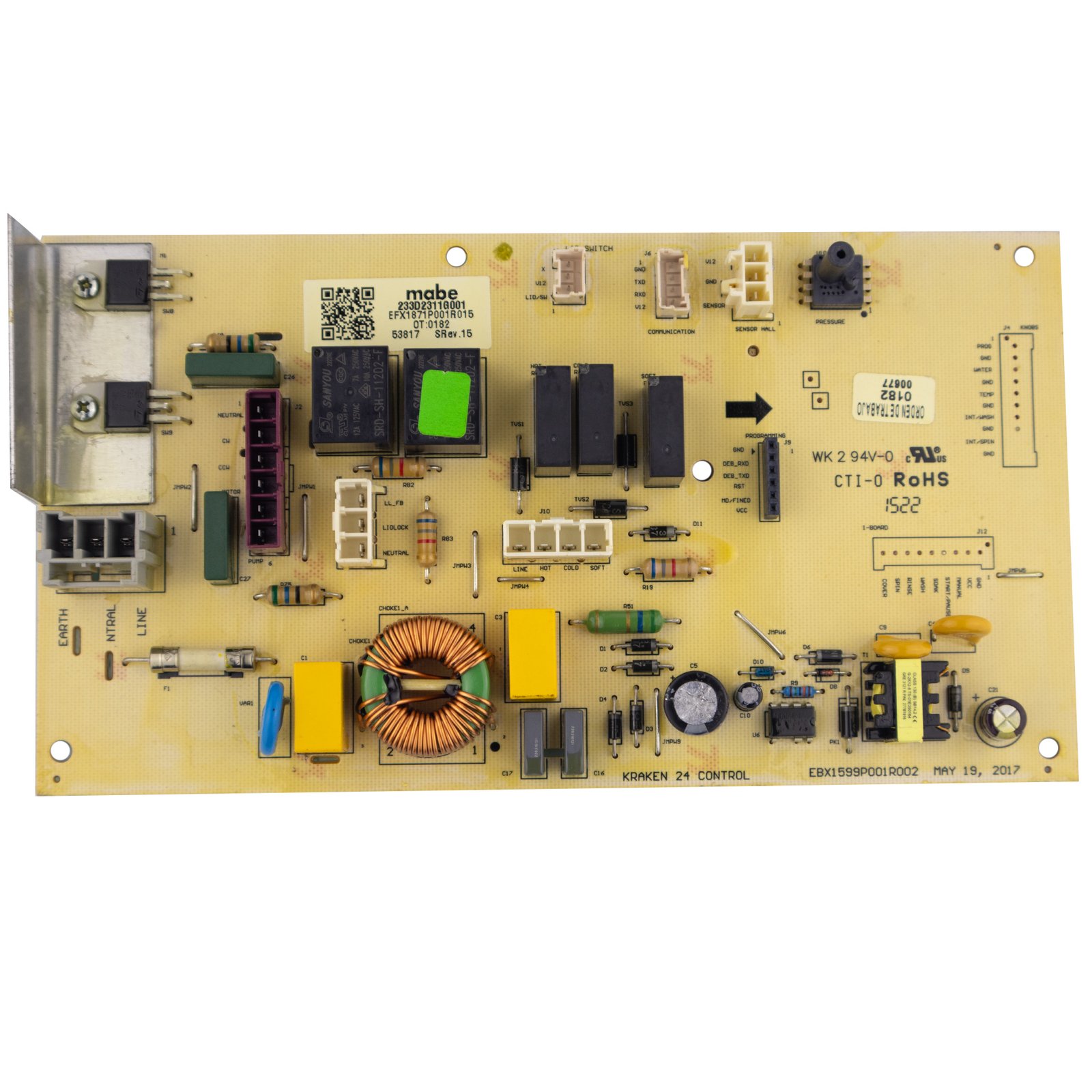 primera Tarjeta de potencia lavadora Mabe Kraken de botones original