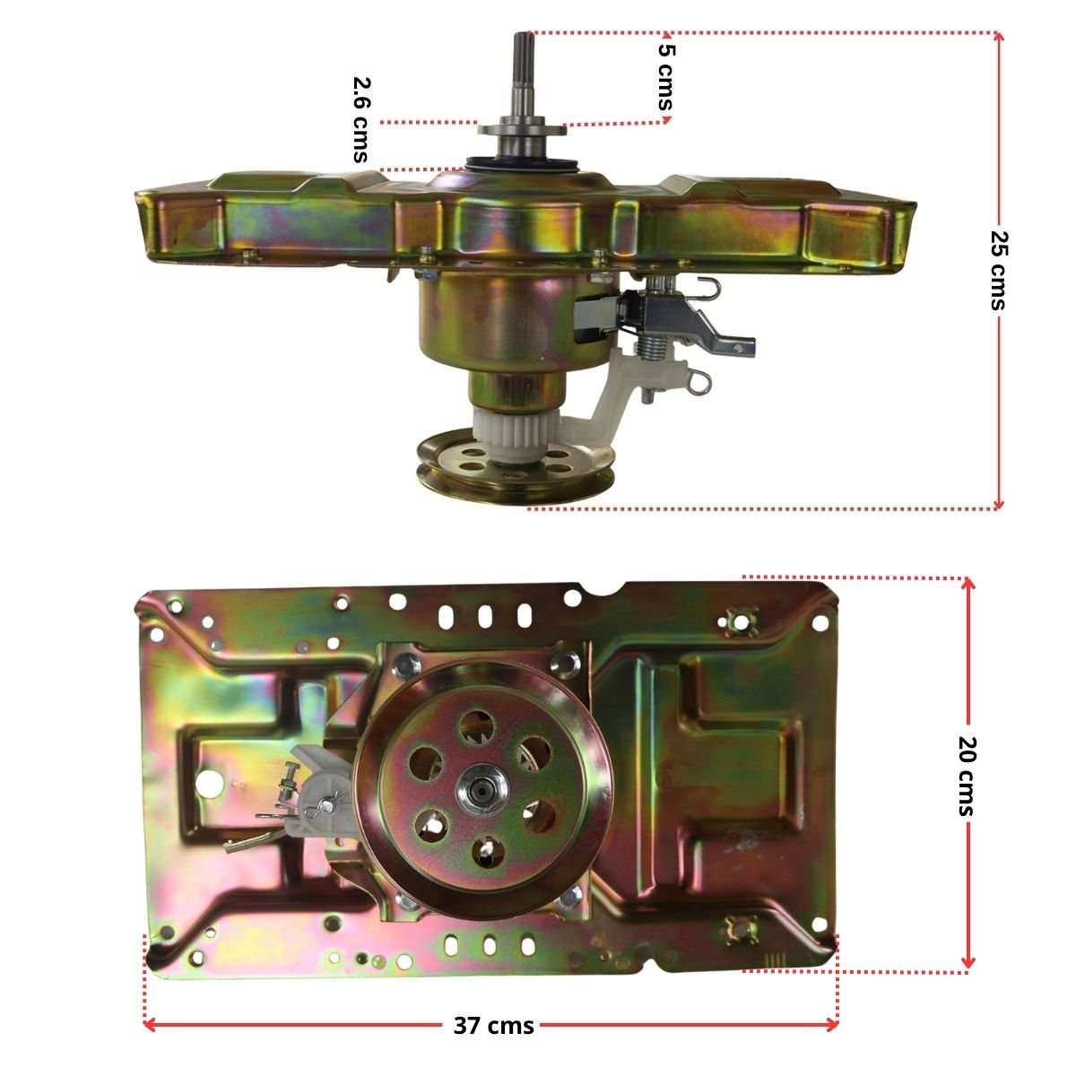 Transmision cuello alto lata dorada 8 huecos 6 tornillos Whirlpool, Electrolux, Challenger, Kalley, Abba, entre otras