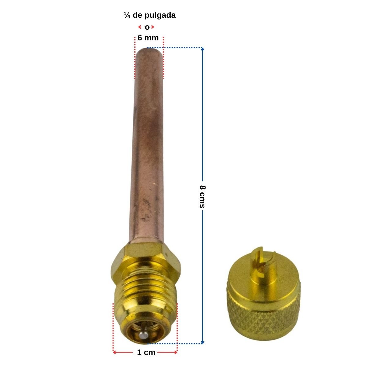 Valvula de carga o gusanillo de 1/4 para refrigeracion