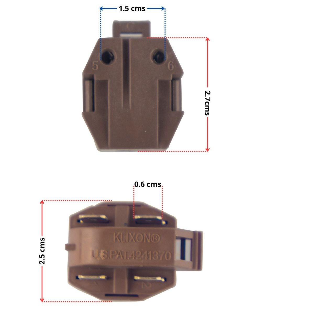Relay ptc klixon 4 terminales de 1/12hp a 1/2 hp